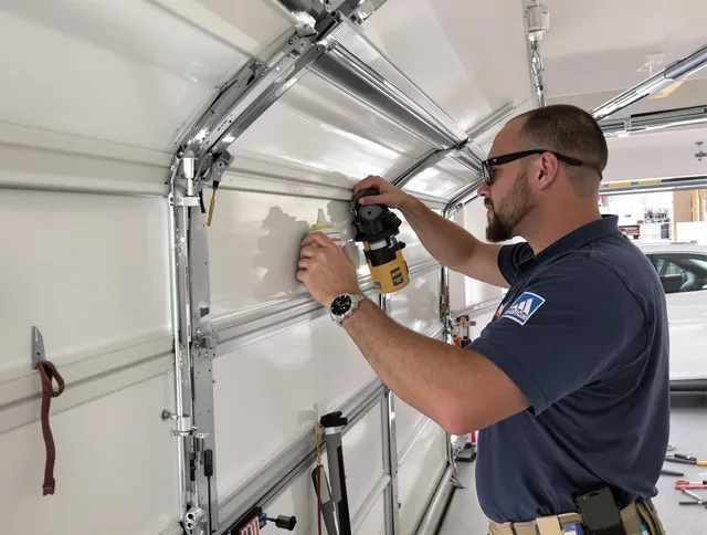 Cornelius Garage Door Repair technician quieting a noisy garage door in Cornelius