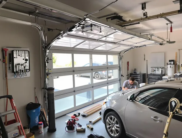 Garage door noise reduction service by Cornelius Garage Door Repair in Cornelius
