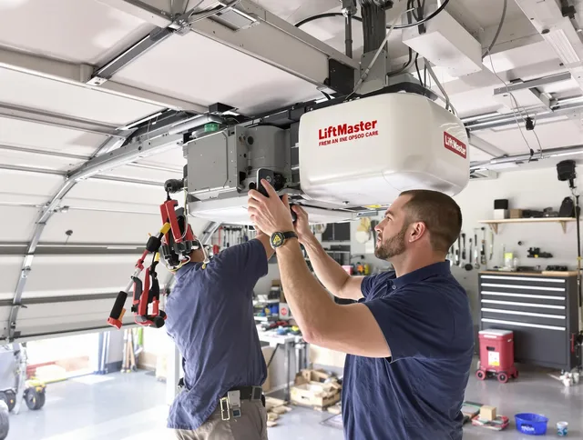 Cornelius Garage Door Repair technician performing advanced diagnostics on garage opener in Cornelius