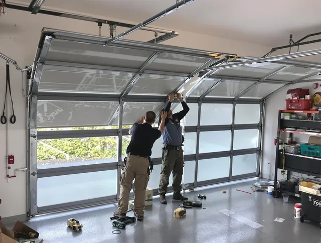 Cornelius Garage Door Repair expert performing precise panel replacement on Cornelius garage door